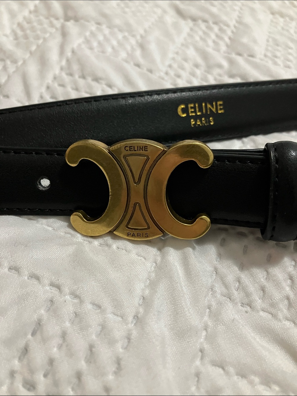 Genuine leather Belt with Gold Triomphe Buckle